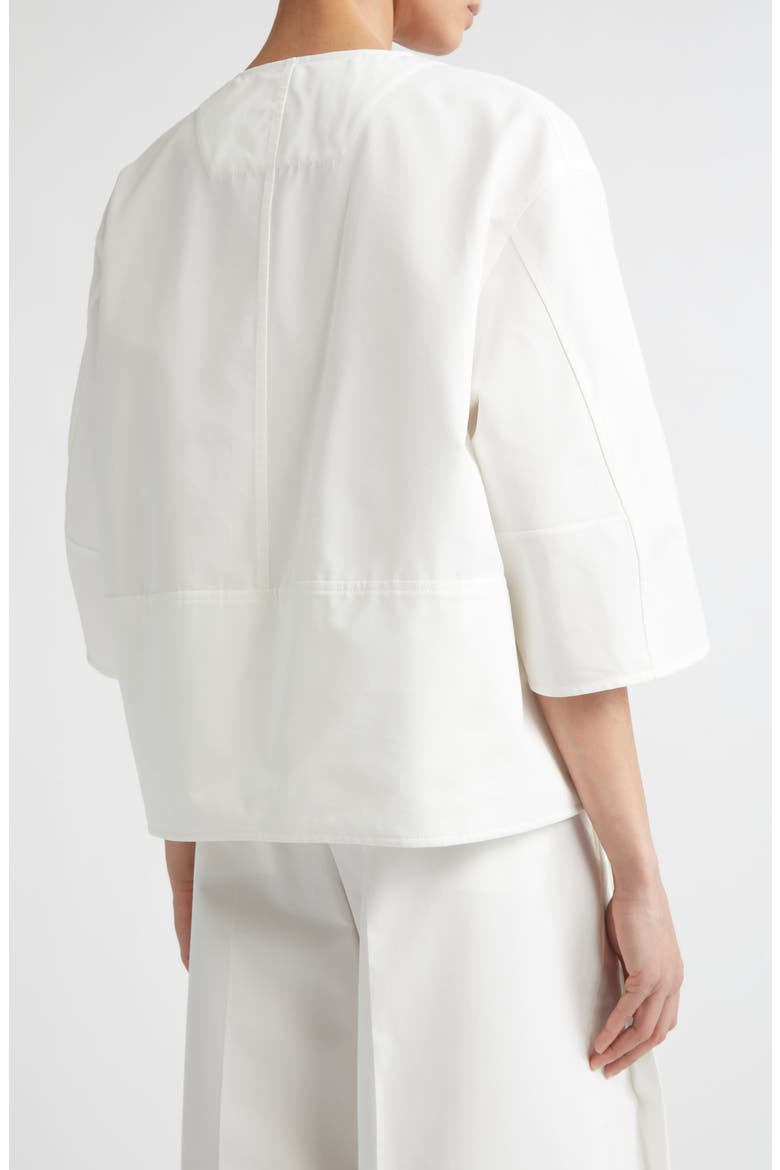 Darted Sleeve Cotton & Silk Poplin Zip Jacket, Alternate, color, LATTE