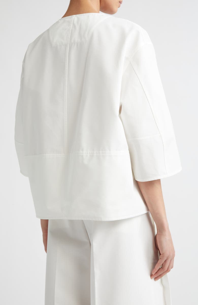 Jil Sander Darted Sleeve Cotton & Silk Poplin Zip Jacket, Alternate, color, Latte