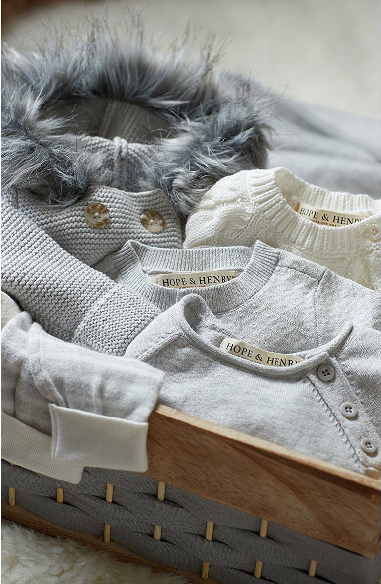 Hope & Henry Baby Jacquard Romper, Alternate, color, Grey