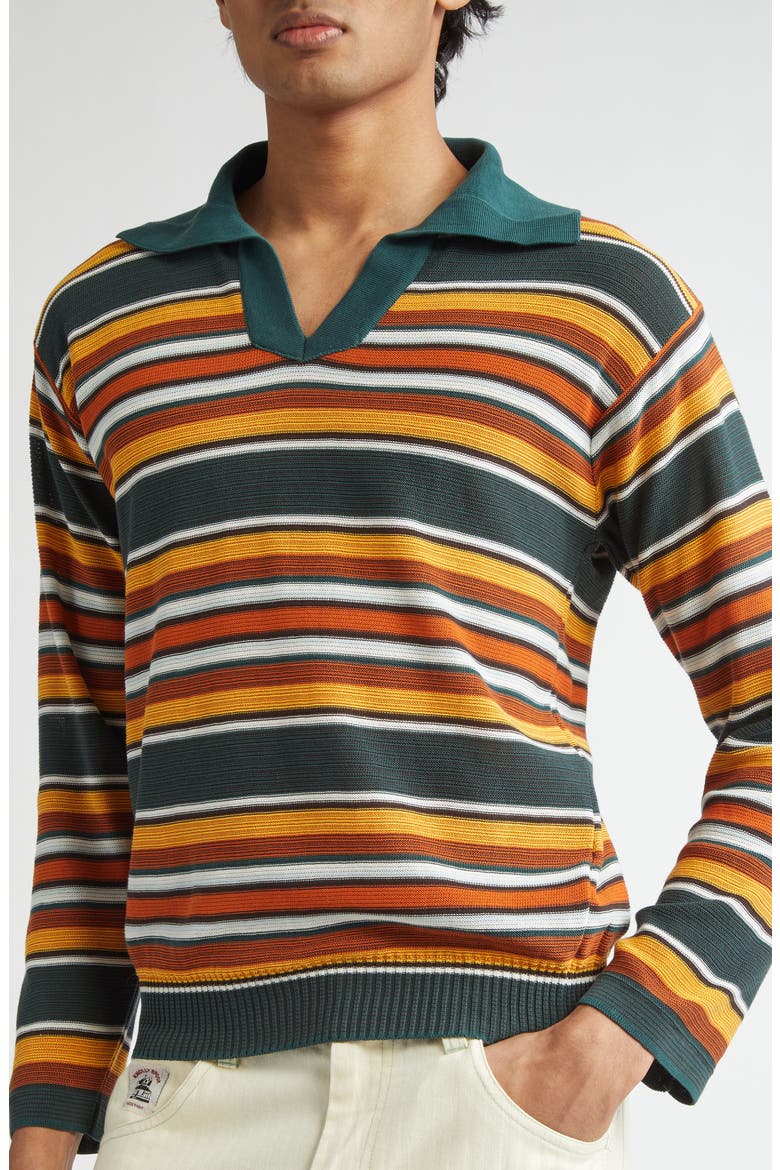Boxy Parakeet Stripe Long Sleeve Polo, Alternate, color, MULTICOLOR