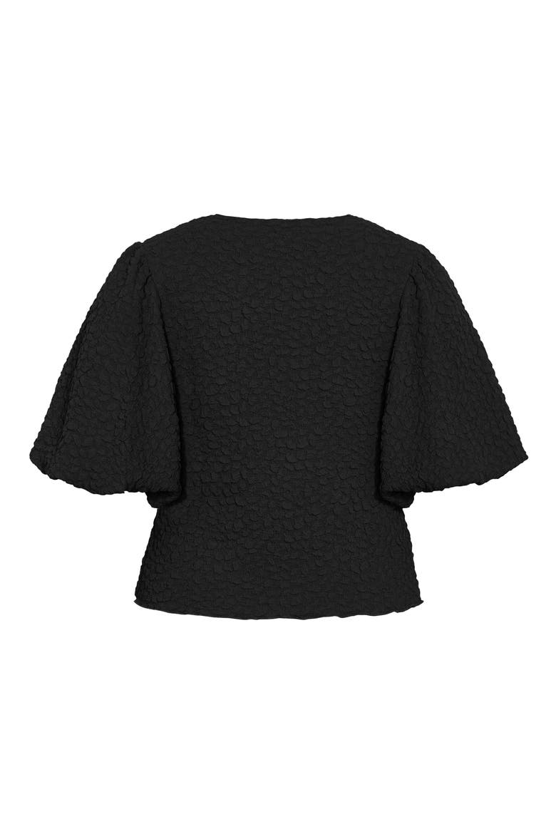 Chrissie Balloon Sleeve Textured Top, Alternate, color, BLACK