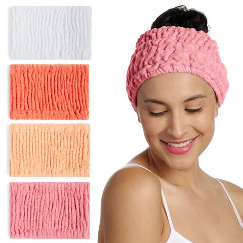 4 Pack Turbie Band, Extra Wide Cotton Spa Headbands