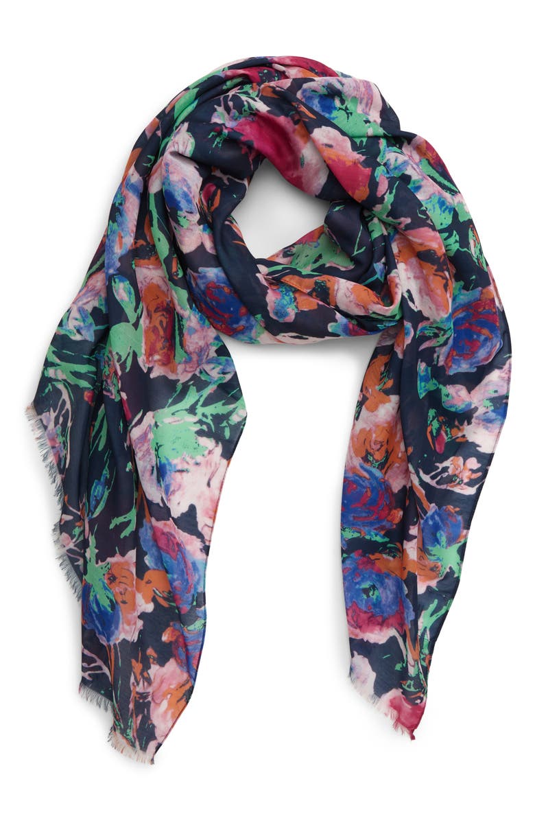 Sole Society Floral Print Scarf, Main, color,