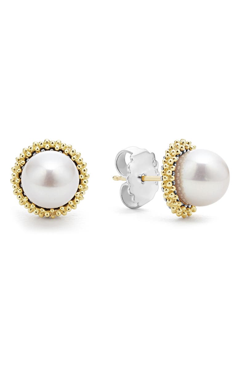 LAGOS Luna Pearl Lux Stud Earrings, Alternate, color, Silver