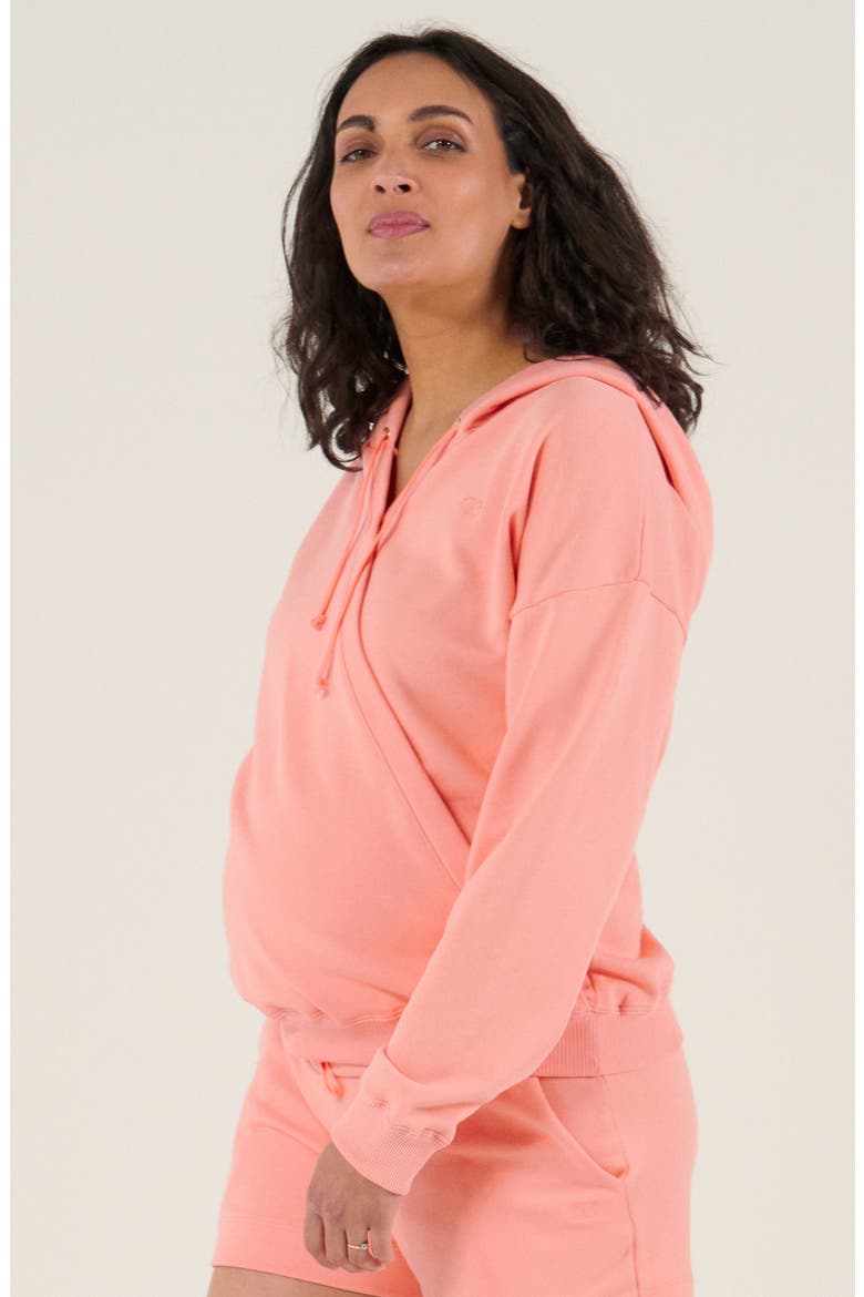 Maternity and Nursing Hoodie Coconut, Alternate, color, Apricot