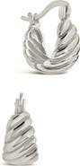 Sterling Forever Croissant Dome Hoop Earrings