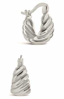 Sterling Forever Croissant Dome Hoop Earrings