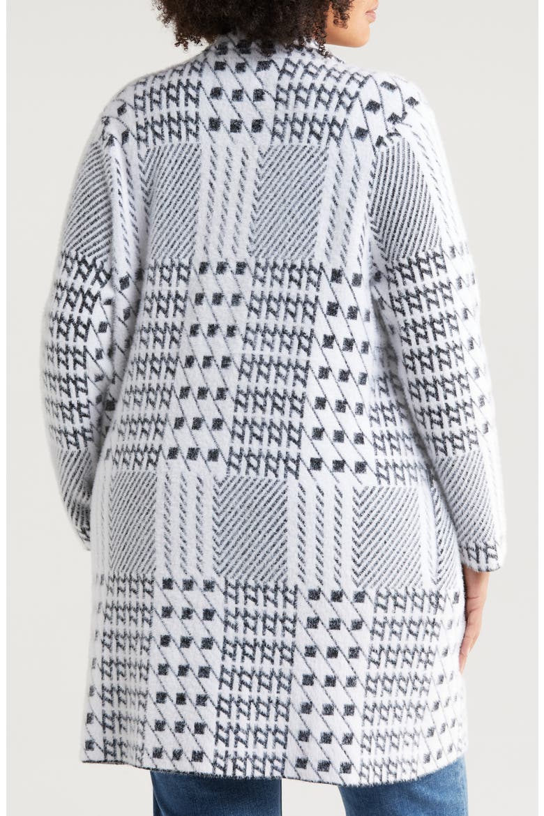 Open Front Sweater Coat, Alternate, color, BLACK WHITE MIXED PLAID