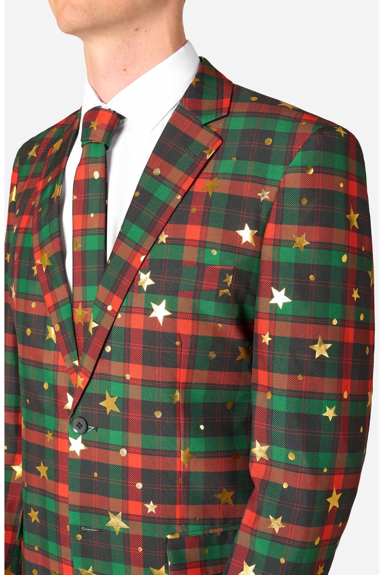 Tartan Tidings Slim Fit Plaid Two-Piece Suit & Tie Set, Alternate, color, GREEN MULTI