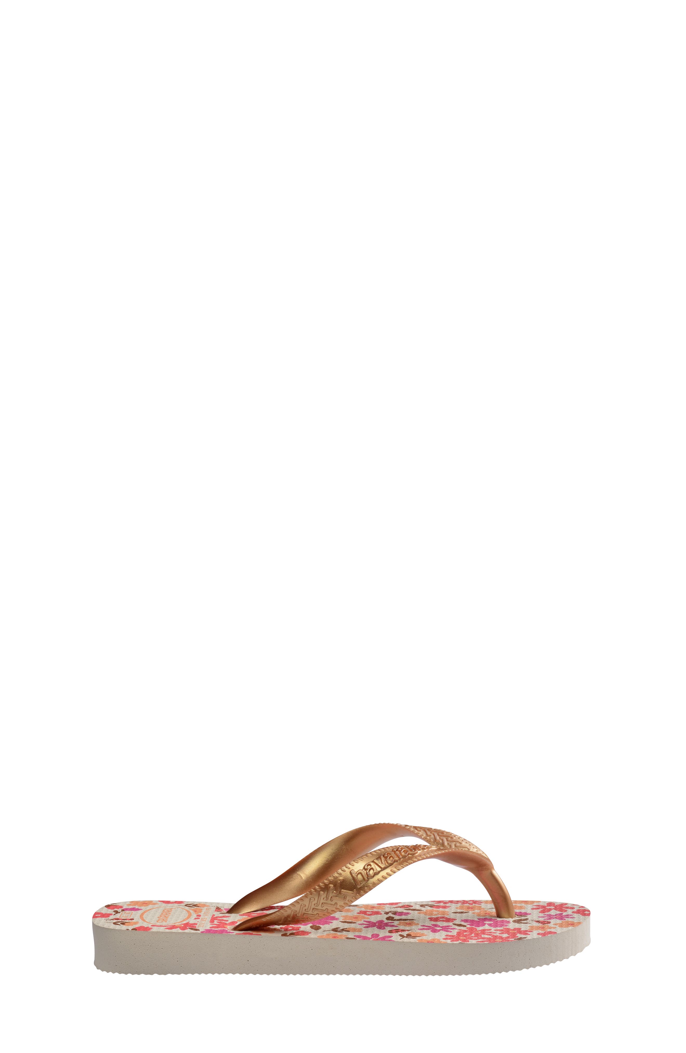 Havaianas Kids' Flores Flip Flop, Alternate, color, Beige/Golden