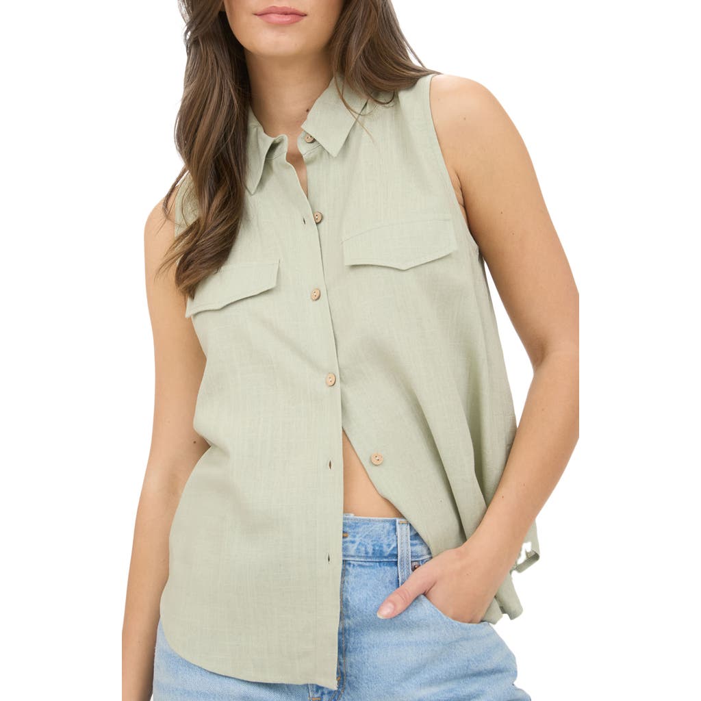 BLU PEPPER BLU PEPPER SLEEVELESS BUTTON-UP SHIRT