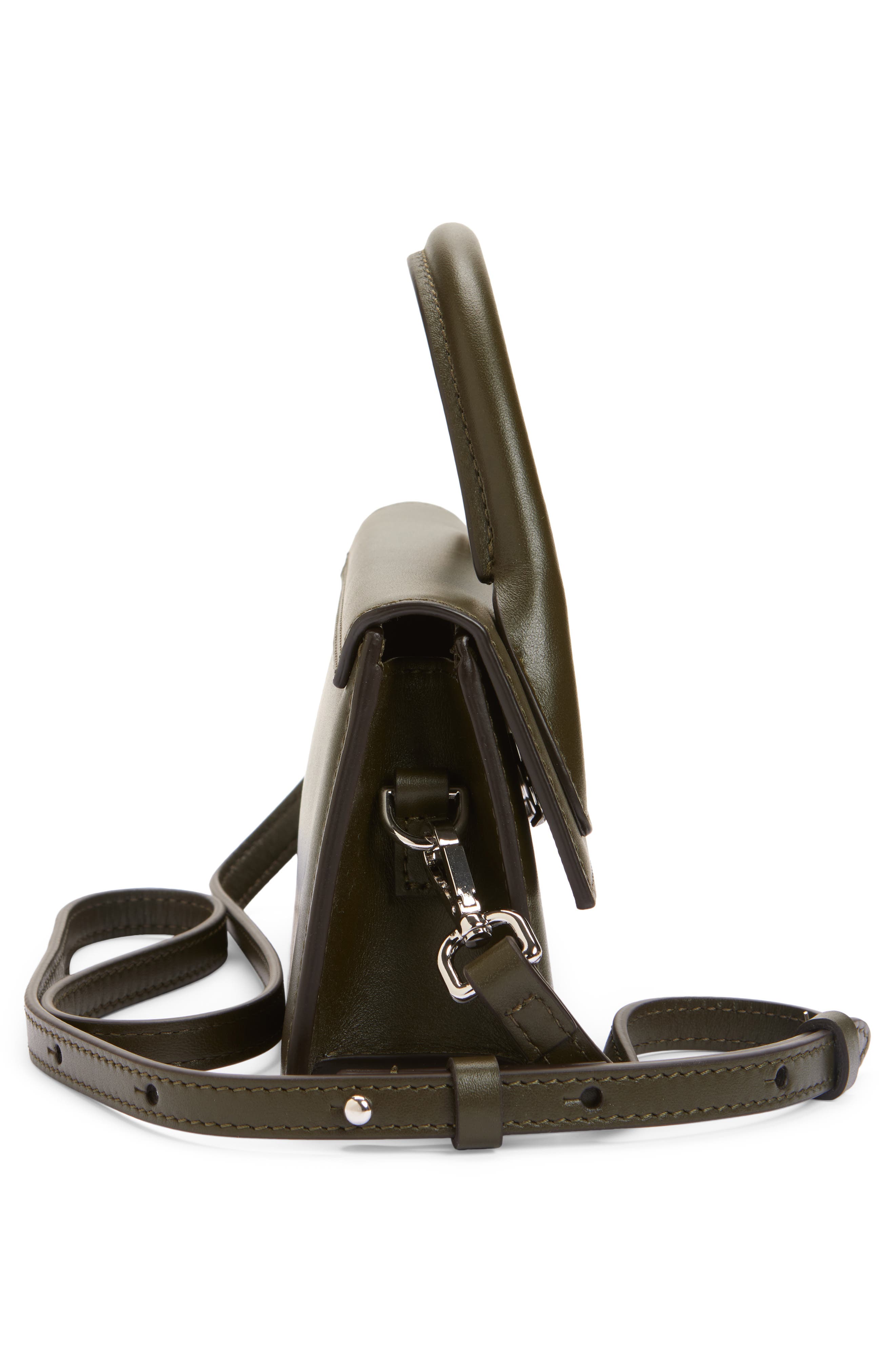 Jacquemus Le Chiquito Long Leather Top Handle Bag, Alternate, color, Dark Khaki 580