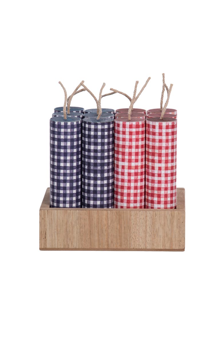 Transpac MDF Firework Decor Set of 12 Multicolored for Spring Home Decor, Alternate, color, Red