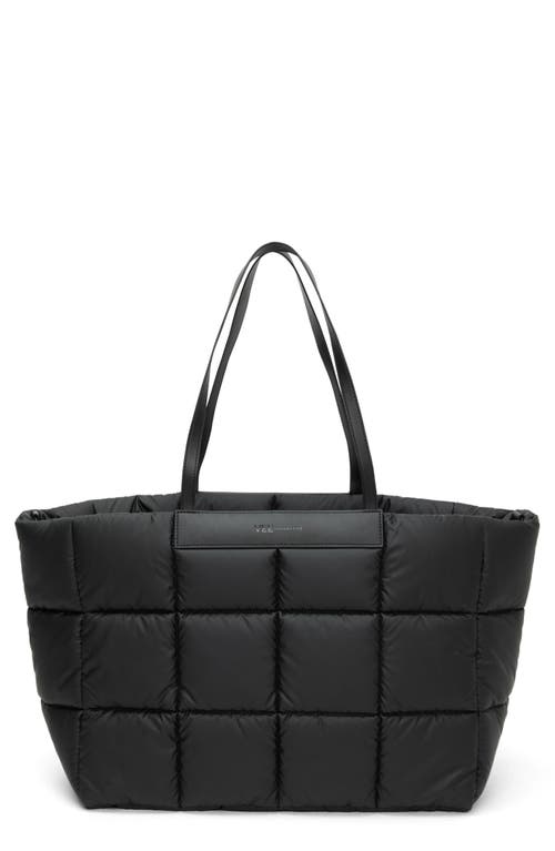 Veecollective Porter Marché Water Resistant Quilted Recycled Nylon Tote In Matte Black