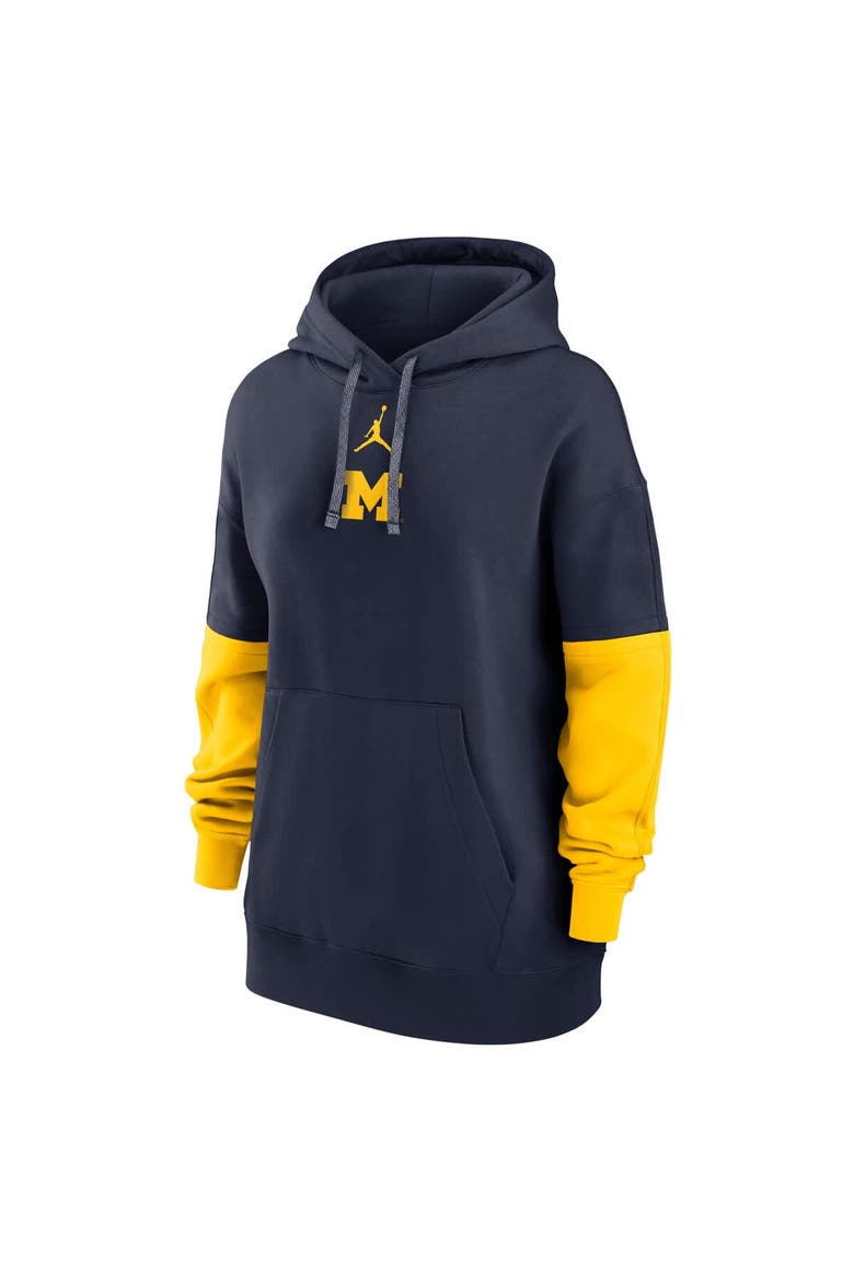 Women's Nike  College Navy Michigan Wolverines Essential Fleece Pullover Hoodie, Alternate, color, College Navy