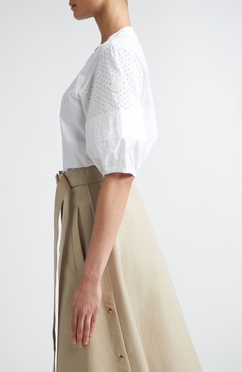 Moncler Flax Blend Crewneck T-Shirt, Alternate, color, White