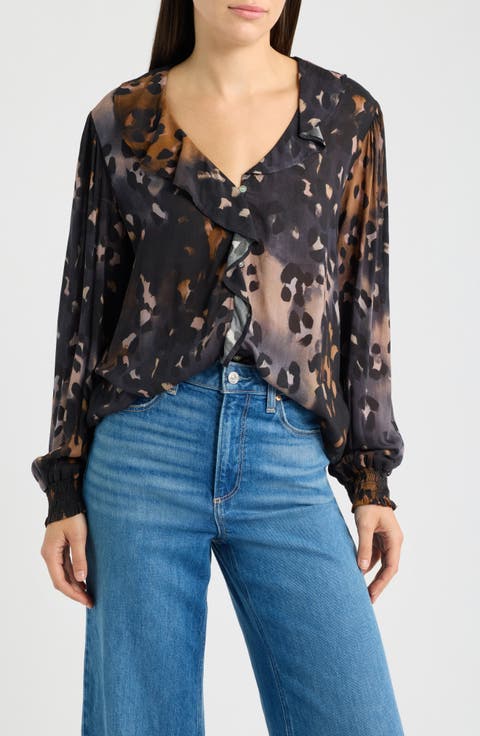 Ruffle Front Button Top