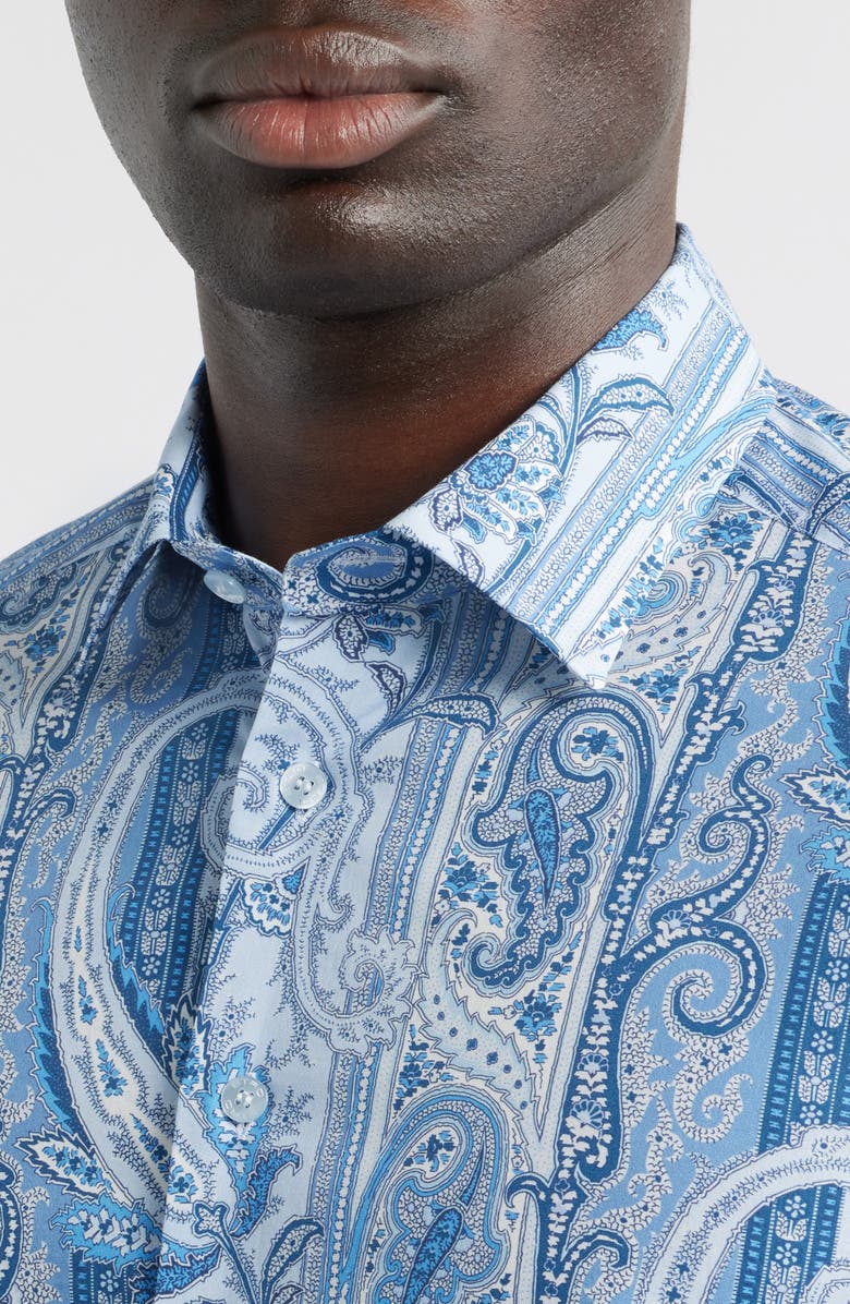 Etro Roma Stretch Cotton Dress Shirt, Alternate, color, Printed Azure Base