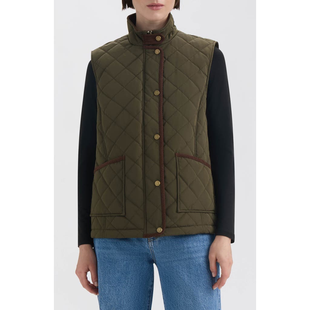 Hunter Diamond Quilted Vest In Green