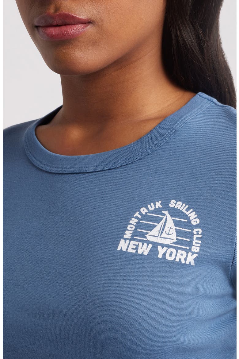 Montauk Sailing Club Cotton Graphic Baby Tee, Alternate, color, NAVY
