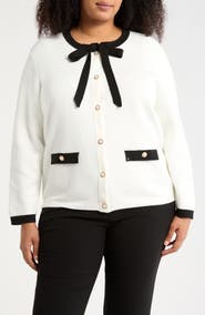 Adrianna Papell Bow Neck Cardigan