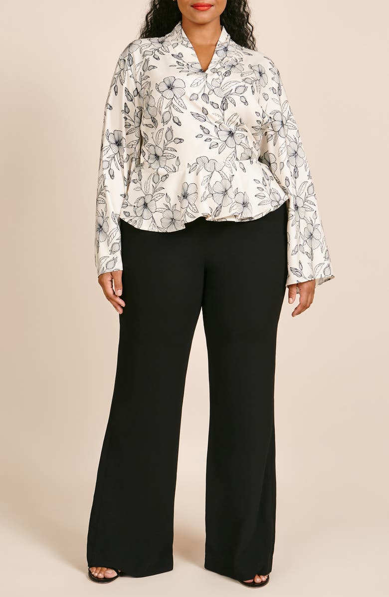 11 Honoré Esther Floral Long Sleeve Wrap Top, Alternate, color,