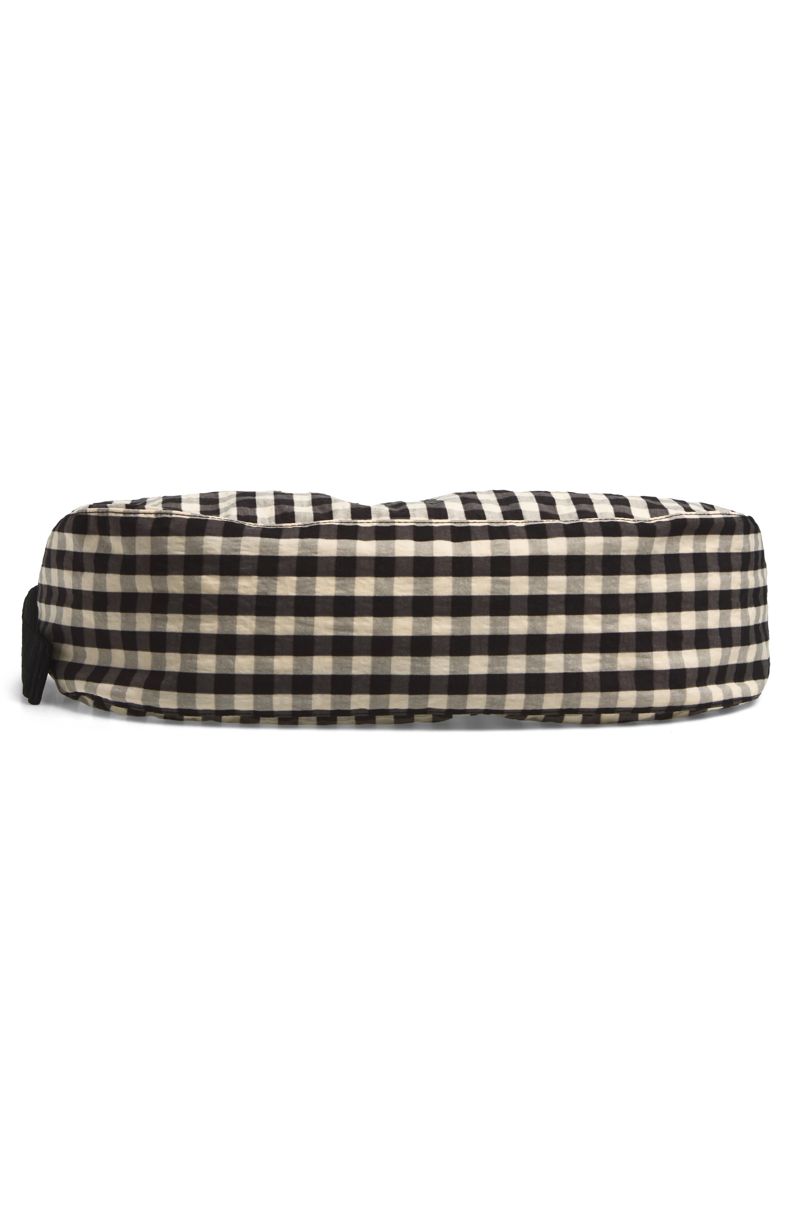Large Recycled Nylon Crescent Crossbody Bag, Alternate, color, BLACK AND CREAM GINGHAM