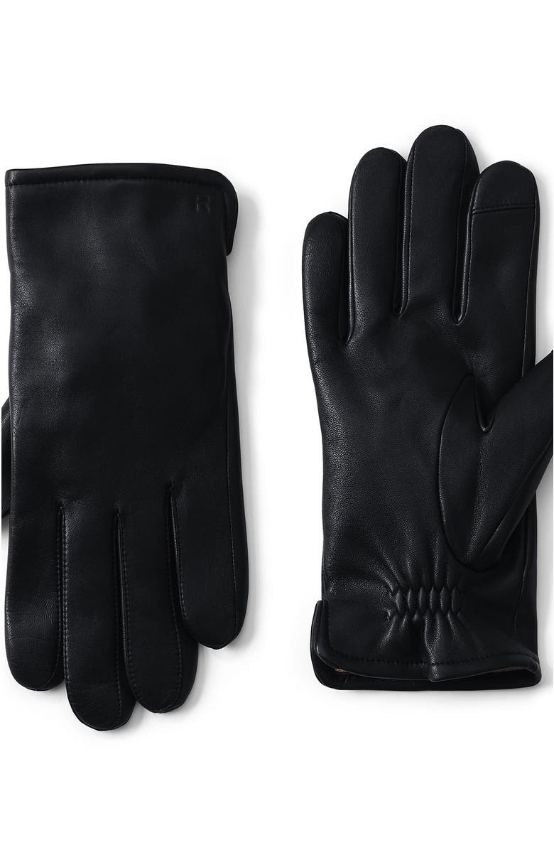 Lands' End Cashmere Lined EZ Touch Leather Glove, Main, color, Black