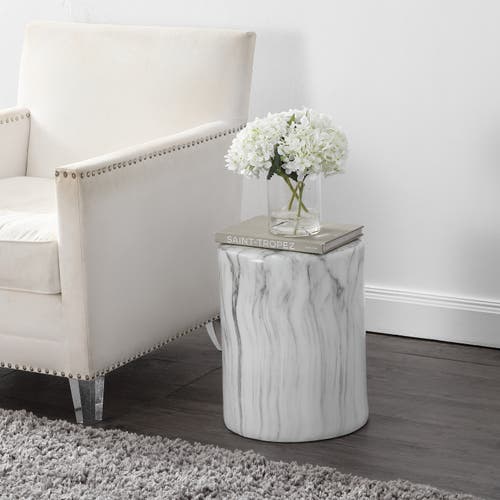 Jonathan Y Troy 16" Modern Minimalist Faux Marble Column Indoor/outdoor Accent Table In Black/white