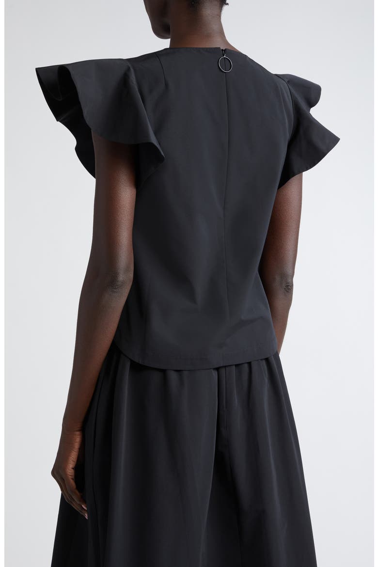 Flutter Sleeve Taffeta Top, Alternate, color, BLACK
