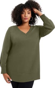 June + Vie V-Neck French Terry Sweatshirt