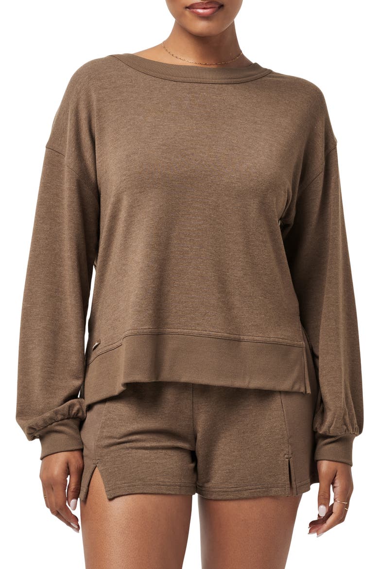 September Morning Reversible Sweatshirt, Main, color, HEATHER COCOA BROWN