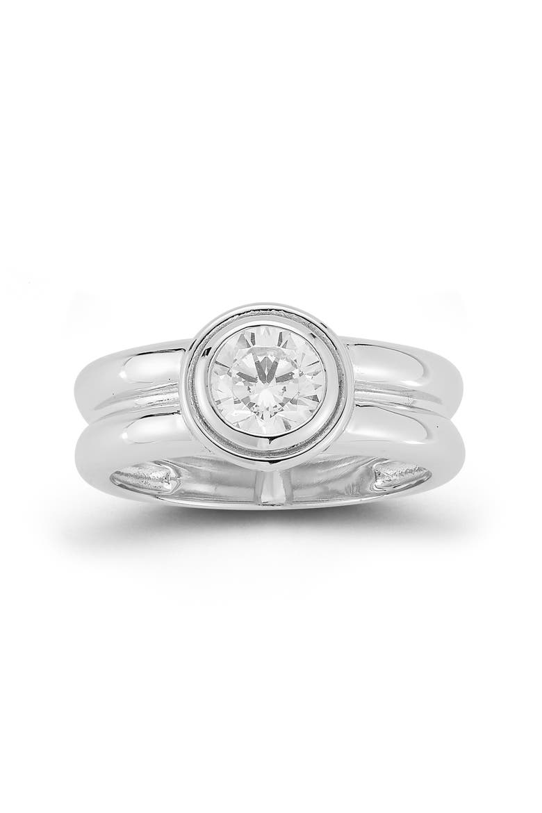 Round Cut Cubic Zirconia Band Ring, Main, color, SILVER