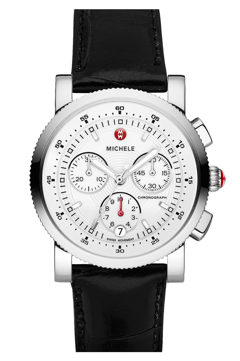 'Sport Sail' Black Dial Watch Case, 38mm, Alternate, color, SILVER / WHITE
