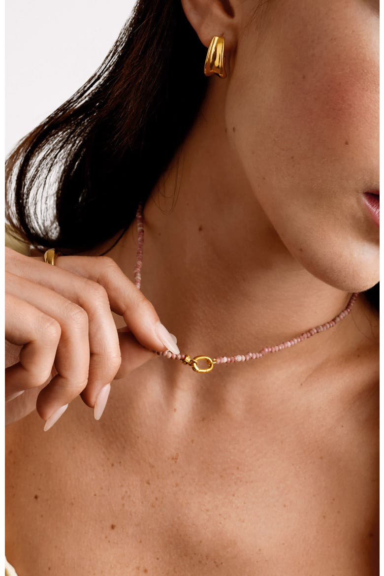 Rhodochrosite Necklace, Alternate, color, Gold