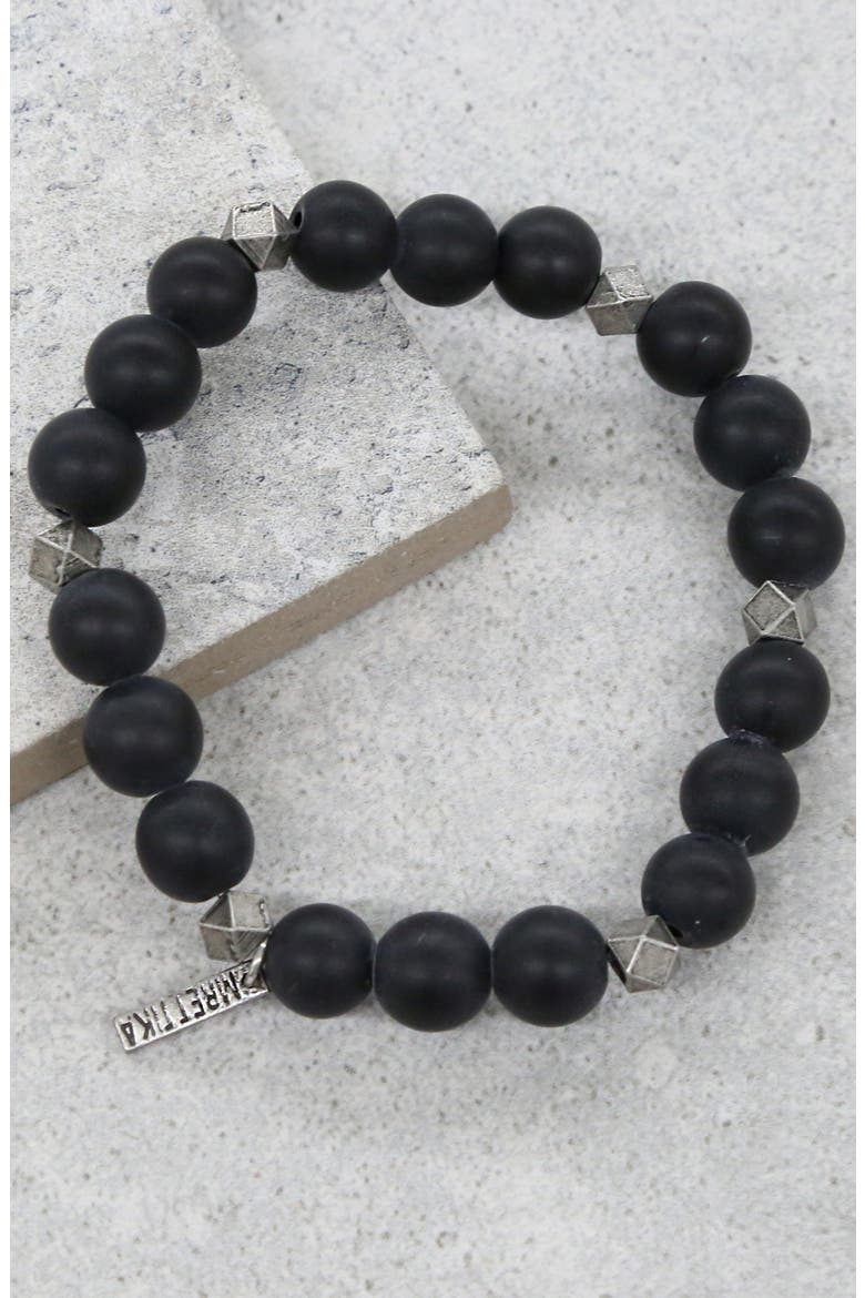 Men's Bold Move Black Onyx Bead Bracelet, Alternate, color, SILVER