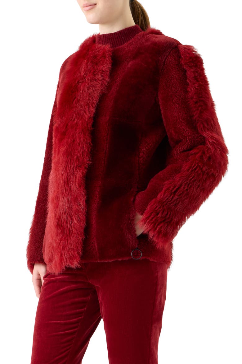 Genuine Shearling Jacket, Alternate, color, CRANBERRY
