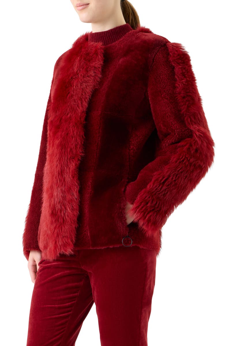 Akris punto Genuine Shearling Jacket, Alternate, color, Cranberry