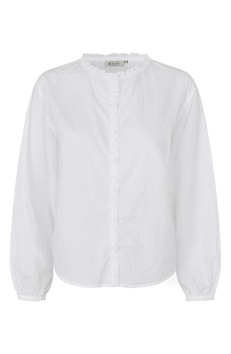 Masai Copenhagen MaIsendre Ruffle Neck Blouse, Alternate, color, White