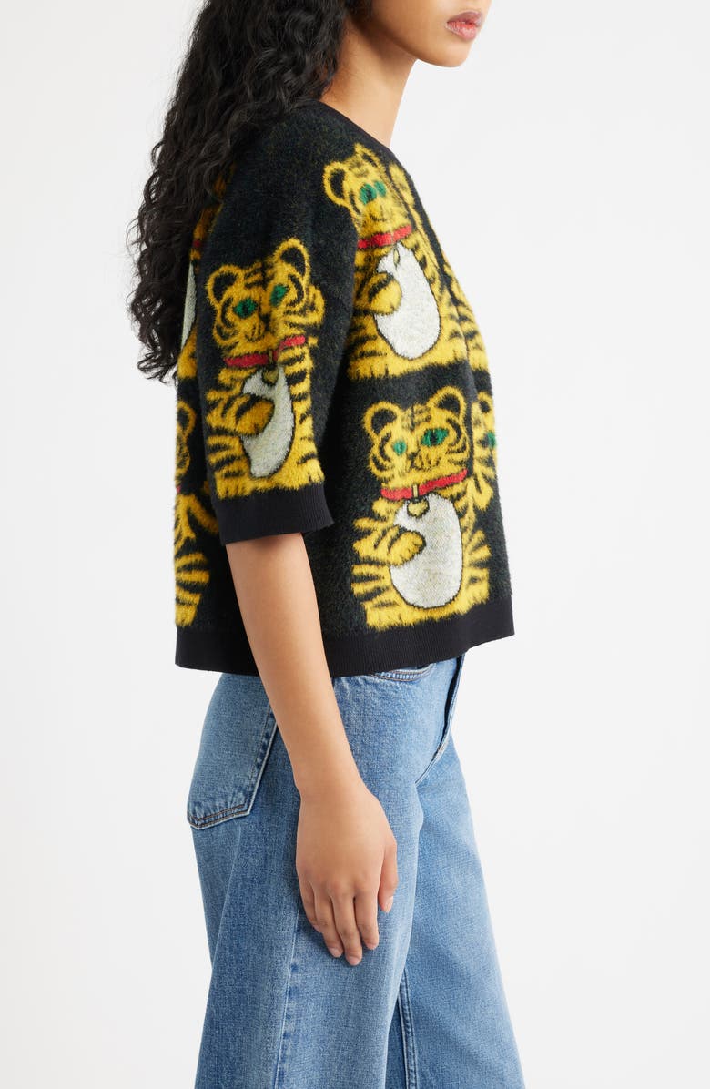 Dressed in Lala Lucky You Knit Tiger Top, Alternate, color, Black Lucky Kitty