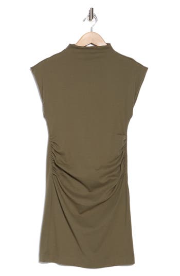 Shop Melrose And Market Ruched Knit Minidress In Olive Kalamata