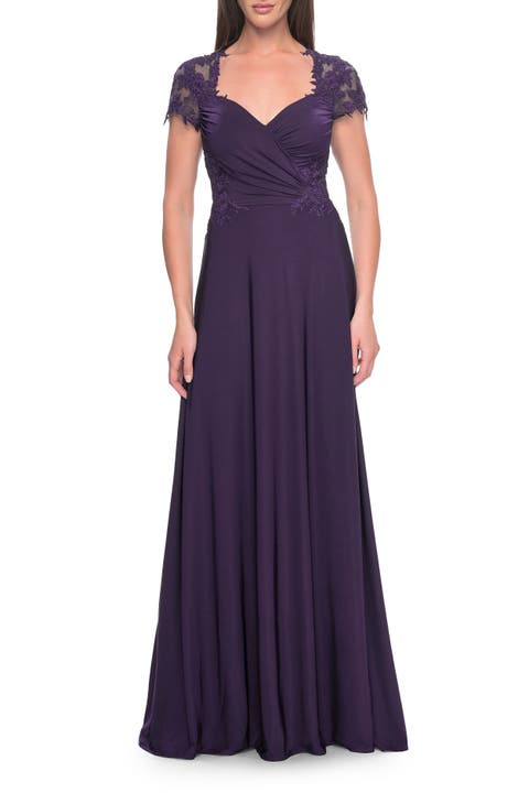 Elegant Jersey Evening Dress with Lace Details