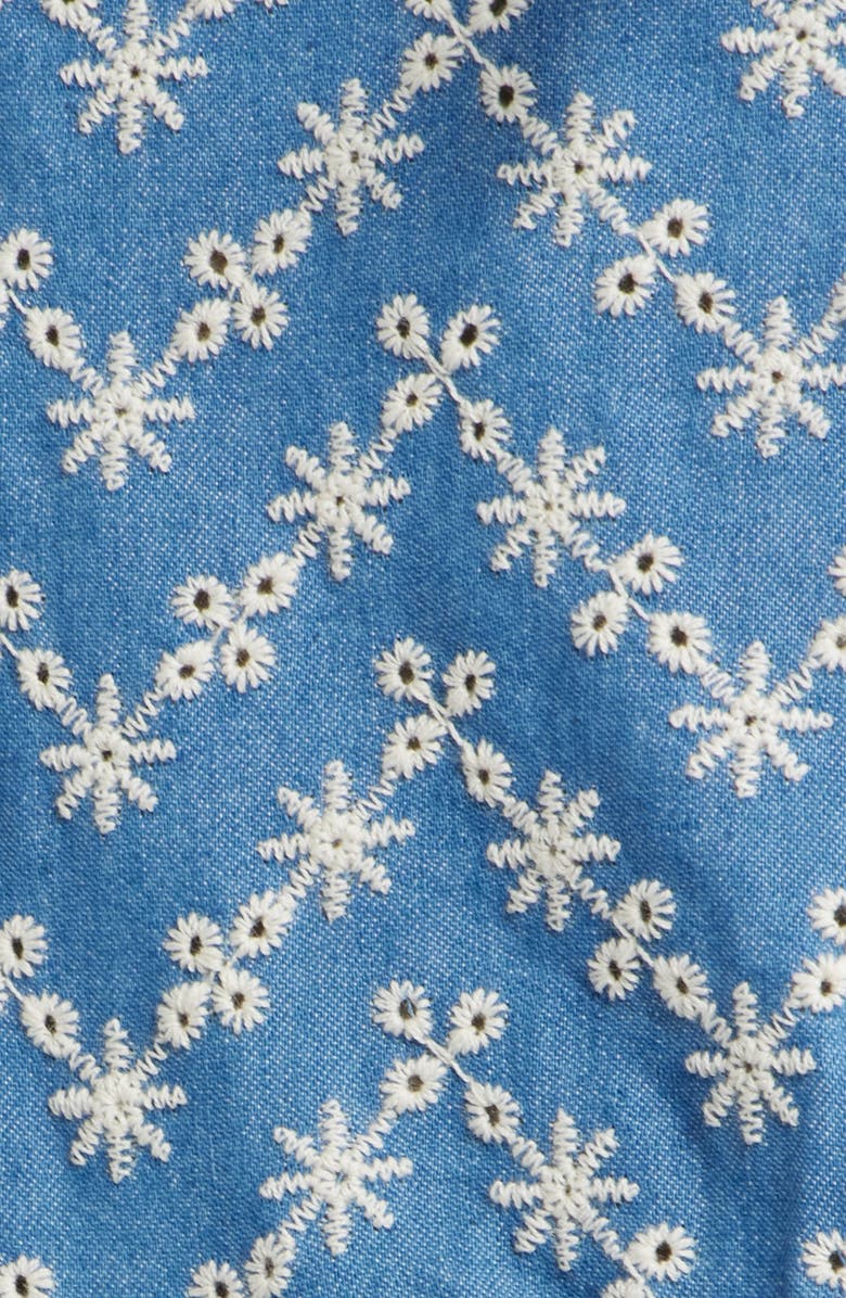 Blu Pepper Embroidered Cotton Blend Denim Midi Dress, Alternate, color, Denim