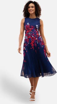 Yumi Printed Pleated Midi Dress