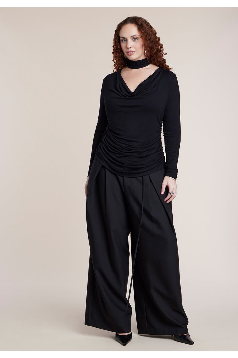 Cowl Neck Scarf Top, Alternate, color, BLACK ONYX