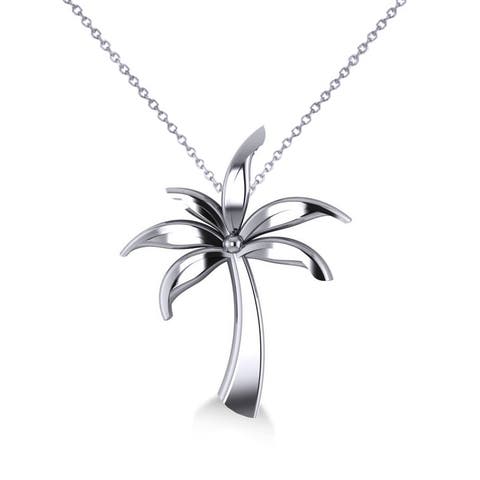 Summer Palm Tree Pendant Necklace in 14k