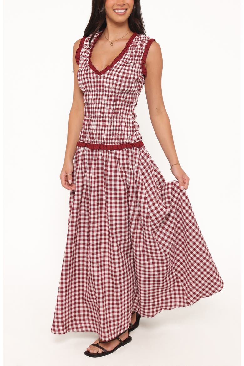 Leabrook Maxi Dress, Alternate, color, BURGUNDY GINGHAM