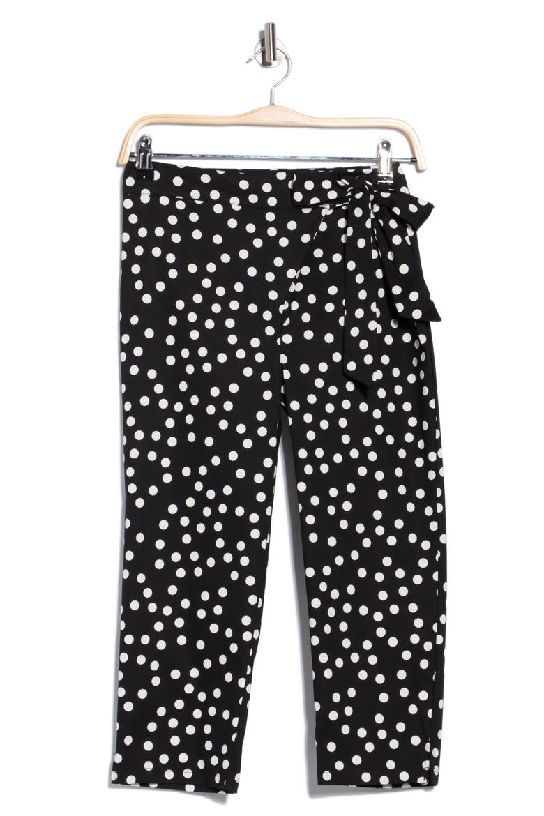 Polka Dot Capri Pants, Alternate, color, BLACK