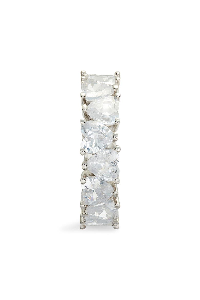 Heart Cubic Zirconia Eternity Ring, Alternate, color, SILVER/ WHITE