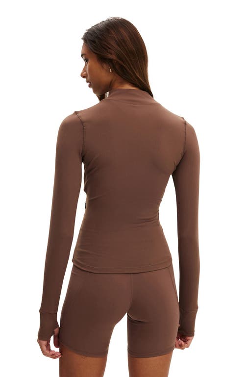Cotton On Body Active Core Zip Through Long Sleeve In Brown